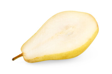 Half of ripe pear isolated on white