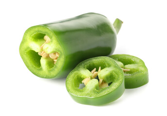 Sliced green jalapeno pepper isolated on white