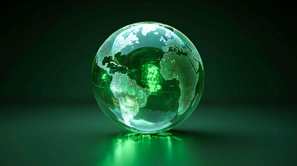 Futuristic Transparent Globe with Holographic 3D Digital Interface – AI, Blockchain, and Global Network Visualization