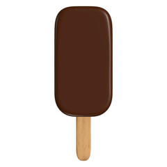 Classic Chocolate Ice Cream Stick 3D Minimalist Icon