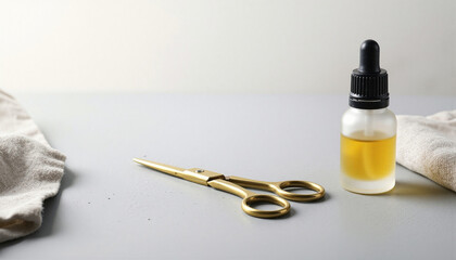 Beard care products flatlay with copy space