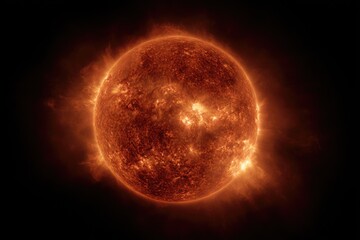 Fototapeta premium Fiery sun, plasma bursts, intense heat