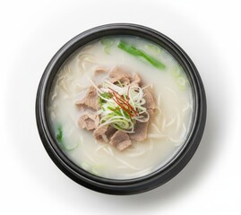 Ox Bone Soup Seolleongtang (설렁탕) with Milky Broth and Beef Slices
