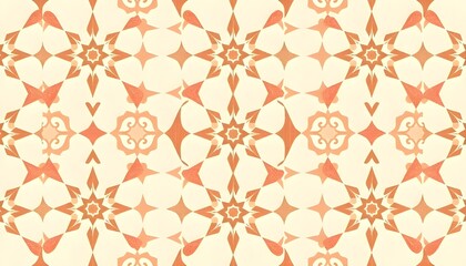 Fototapeta premium Abstract Orange Star Batik Pattern – Seamless Geometric Traditional Textile Motif