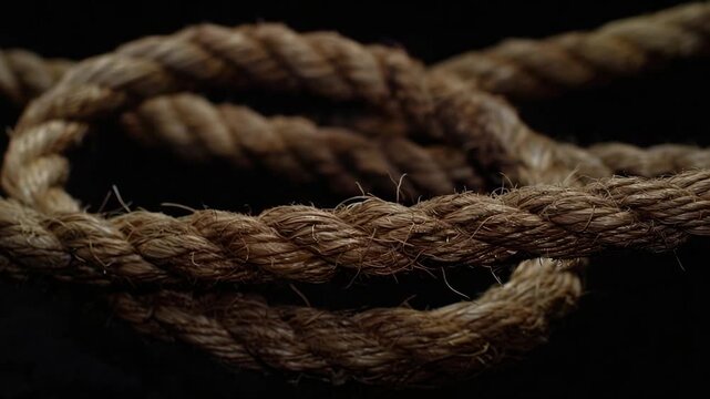 Close-up shot of a rope on a dark background