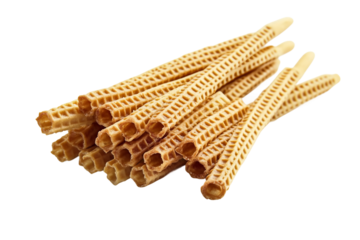 Chocolate filled wafer sticks isolated on transparent background
