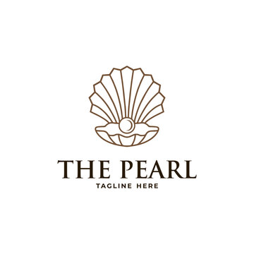 minimal logo design of pearl in open shell