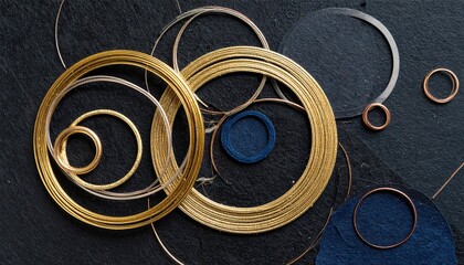 Abstract design with layered rings and circles on dark background
