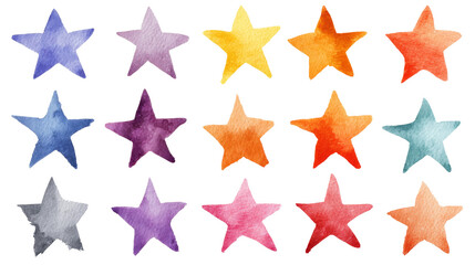Colorful stars watercolor painting , isolated illustration