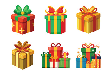 set of gift boxes vector illustration
