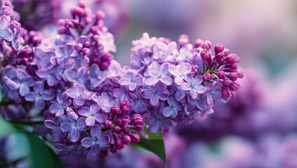 Obraz premium Close-up of vibrant purple lilac blossoms