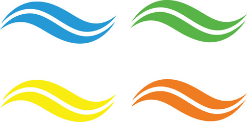Colorful wave icons in modern style for water, energy, and nature concepts