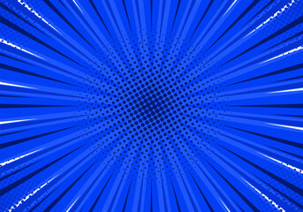 Retro comic background design with blue sunbrust effect
