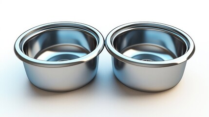 Two metal bowls sit side by side on a white surface