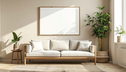 Beige living room with framed art (2)