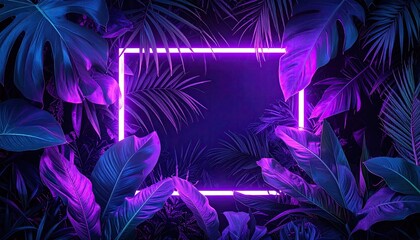 Neon frame in tropical foliage