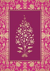 wedding card design, paisley floral pattern , India	
