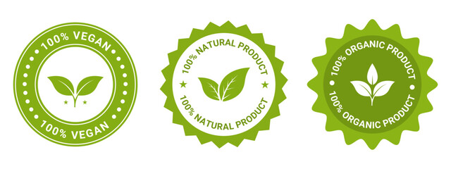 Vegan Natural Organic Product Certification Badge Vector Design