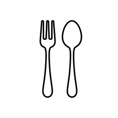 A line art icon of a fork and spoon