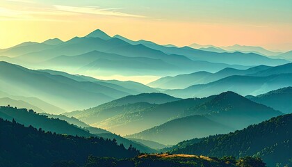 Misty mountain range at sunrise (8)