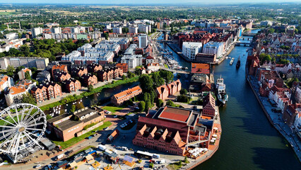 modern european city street houses view from above Gdansk Poland