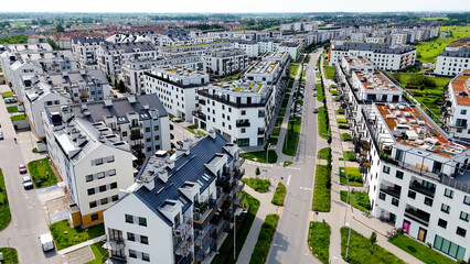 city ​​street New modern district architecture housing construction Wroclaw Poland