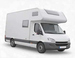 White camper van on plain background