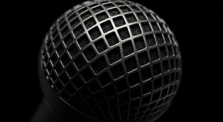 Professional microphone detail shot captures sound recording studio atmosphere