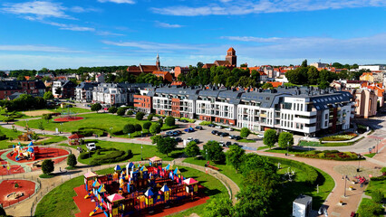City street view from above European Tczew Poland