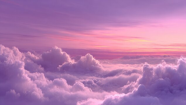 Panoramic view of soft, pastel-colored clouds at sunset