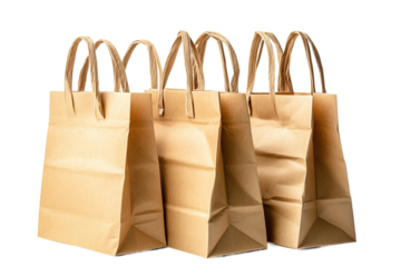 Trend of sustainable paper bags isolated on transparent background