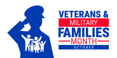veterans and military families month background, banner, card or poster design template is observed every year during November, to raise awareness about the mission. Vector illustration.
