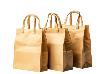 Eco-friendly paper bag concept isolated on transparent background
