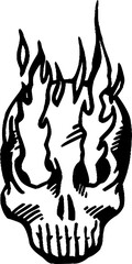 Flaming Skull Vector Illustration with Fire Design