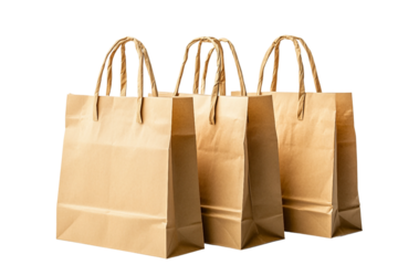 Environmentally conscious kraft bag isolated on transparent background