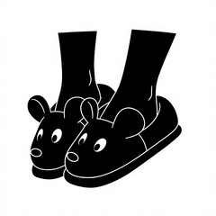 feet in house slippers vector 