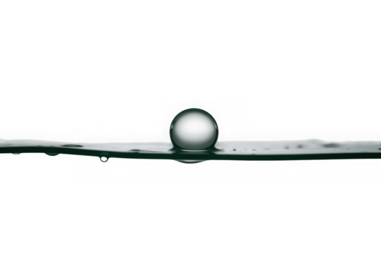 Close up of a water drop forming on a surface isolated on transparent background