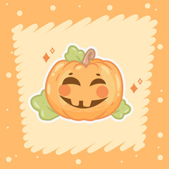 Fototapeta premium Cute Halloween pumpkin with emotion face