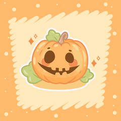 Cute Halloween pumpkin with emotion face