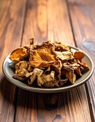 Dried mushrooms on a plate