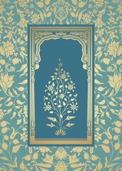 wedding card design, paisley floral pattern , India	