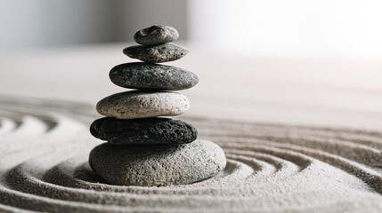 Balanced stacked stones zen garden