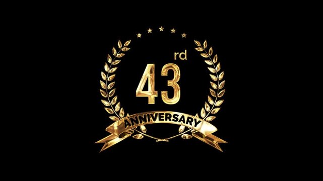 43nd Anniversary Celebration. Golden 43 Year Anniversary Animation