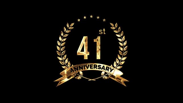 41st Anniversary Celebration. Golden 41 Year Anniversary Animation