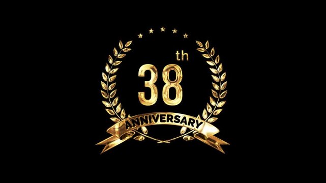 38th Anniversary Celebration. Golden 38 Year Anniversary Animation