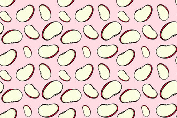 Pattern of Apple Little Cut Pieces with Flat Illustration Style