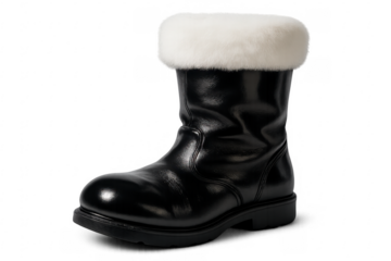 Santa claus costume boot with white fur