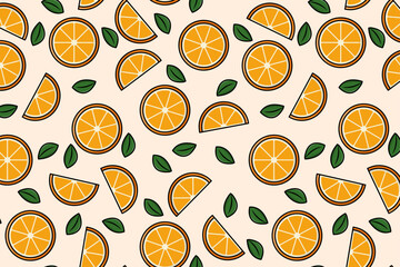 Obraz premium Pattern of Orange Half and Little Cut Pieces with Flat Illustration Style
