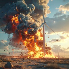 Exploding wind turbine