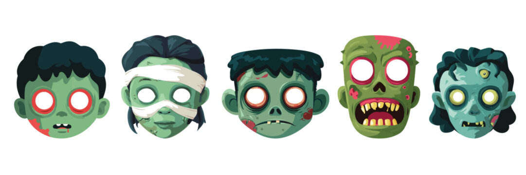 A set of cute halloween zombie masks for halloween costume dress up